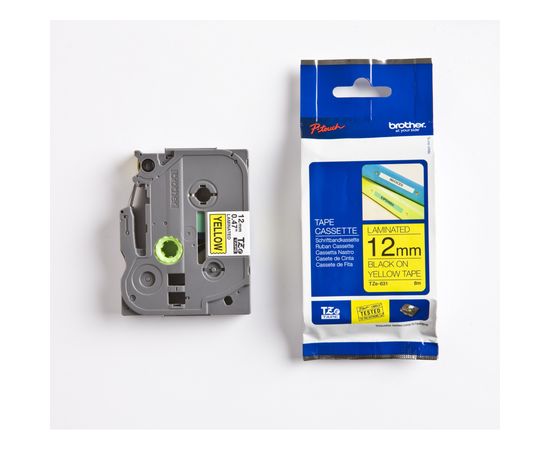 Купить Лента TZE631 печать черным на желтом, 12 мм Brother (TZE631) по лучшей цене