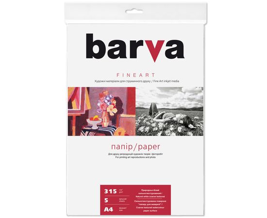 Купить Бумага-холст натурально-белая 315 г/м2, А4, 5 л Fine Art Barva (IP-ZD315-T01) по лучшей цене