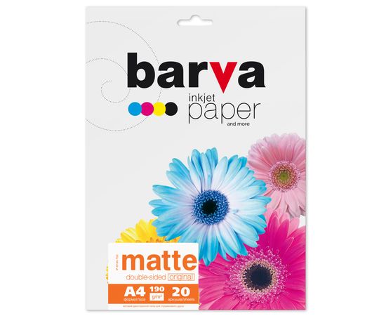 Купить Фотобумага матовая двусторонняя 190 г/м2, А4, 20 л Original Barva (IP-B190-T02) по лучшей цене