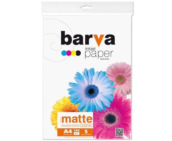 Купить Фотобумага матовая двусторонняя 190 г/м2, А4, 5 л Original Barva (IP-B190-T01) по лучшей цене