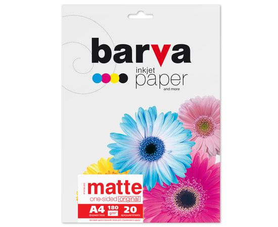 Купить Фотобумага матовая 180 г/м2, А4, 20 л Original Barva (IP-A180-203) по лучшей цене