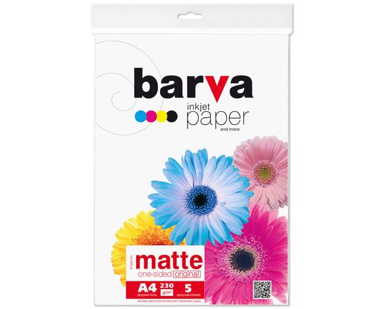 Купить Фотобумага матовая 230 г/м2, А4, 5 л Original Barva (IP-A230-T01) по лучшей цене